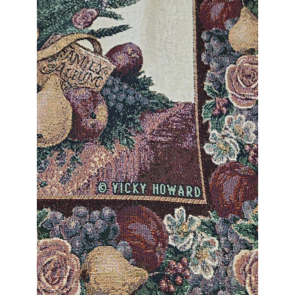 Vicky Howard Christmas Tree Tapestry Throw Blanket Peace on Earth Woven Fringe